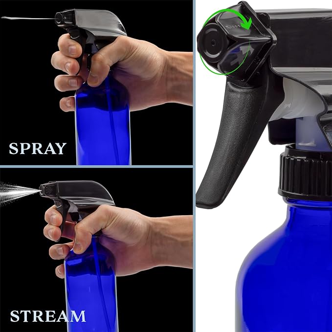 Cornucopia Brands 8-Ounce Cobalt Blue Glass Boston Round Spray Bottles - Image 4