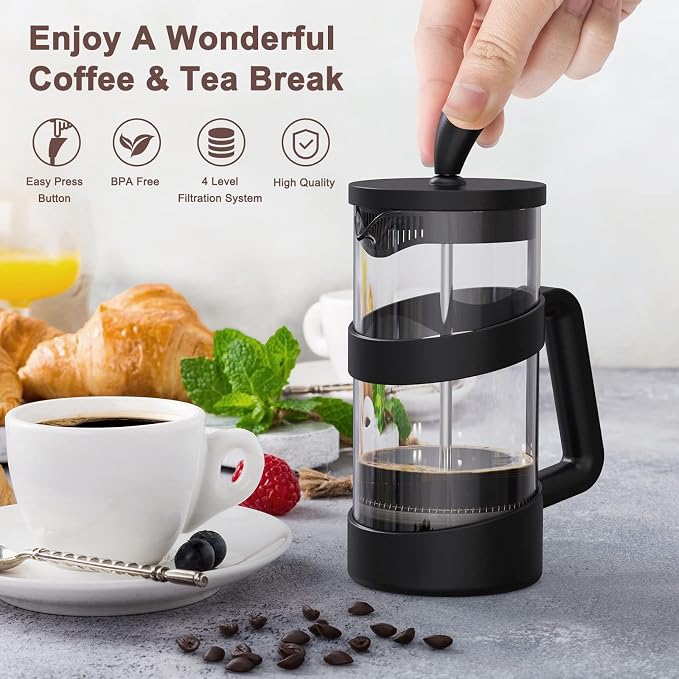 RAINBEAN Mini French Press Coffee Maker, 12 oz, Camping Coffee Press Pot - Image 2