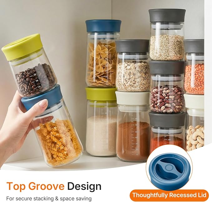 Airtight Food Jar with Blue Rotary Lid, 27oz Borosilicate Food Storage - Image 5
