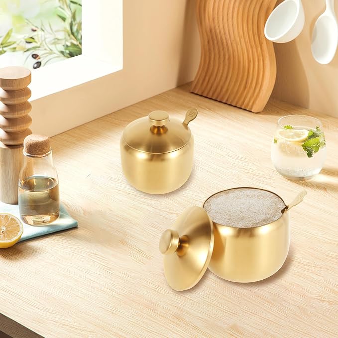 Coffee and Sugar Dispenser, Stainless Steel Gold Sugar Container - Image 8