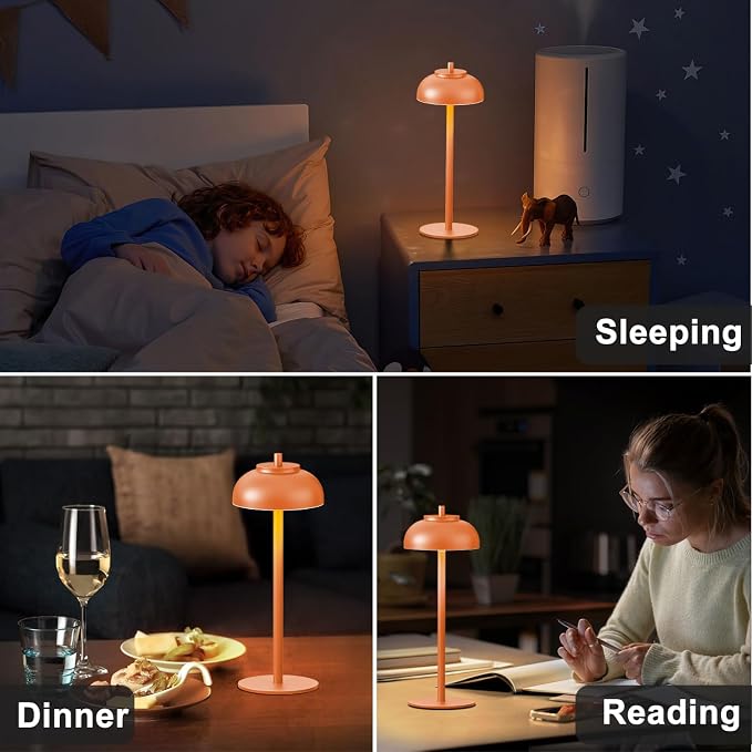 Orange Table Lamp Set of 2 Rechargeable, Table Lights Battery Operated-IP65 - Image 2