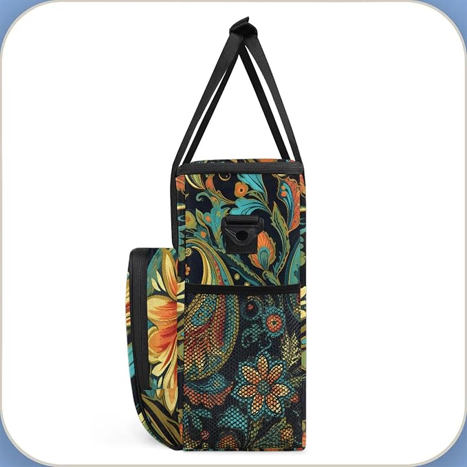 Paisley Flowers Coffee Maker Carring Bag, Large Insulated Storage Organizer - Image 4
