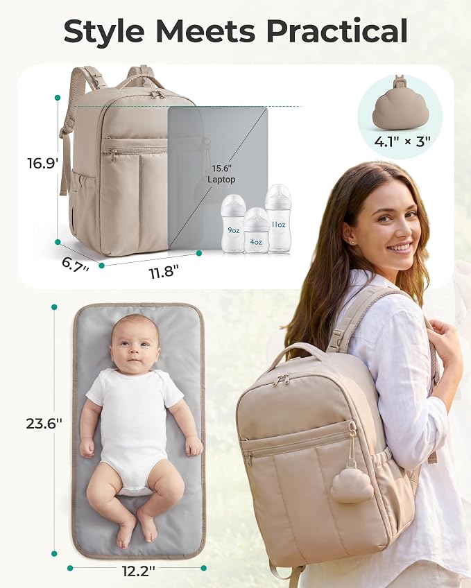 BAGSMART Baby Diaper Bag Backpack, Lightweight Puffy Diaper Bag - Image 8