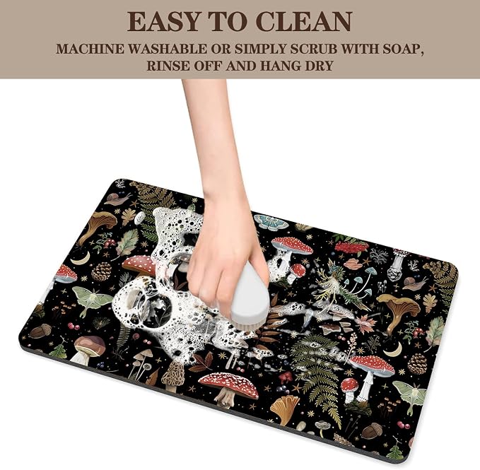 Mushroom Fern Leaves Berry Coffee Mat Dish Drying Mats - Image 5