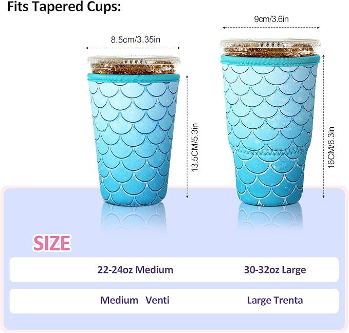 Patelai 4 Pieces Reusable Iced Coffee Sleeve Cup Insulator - Image 3