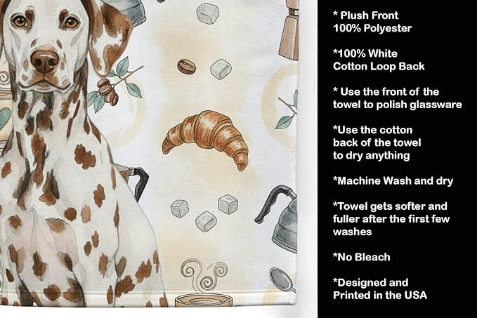 Caroline's Treasures Liver Dalmatian Coffee Bar Kitchen Towel Velour Plush - Image 4