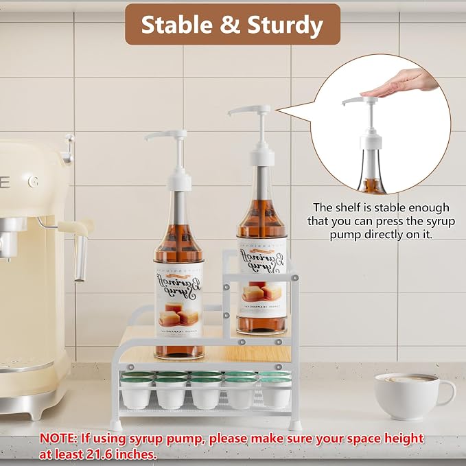 Coffee Syrup Rack Organizer, 3-Tier 8 Bottles Syrup Rack - Image 4