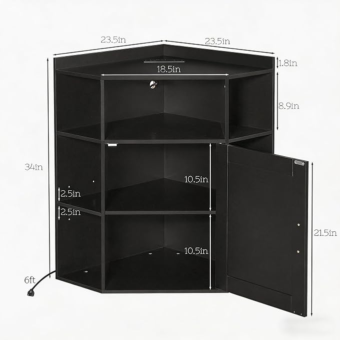 VECELO Corner Storage Cabinet - Image 2