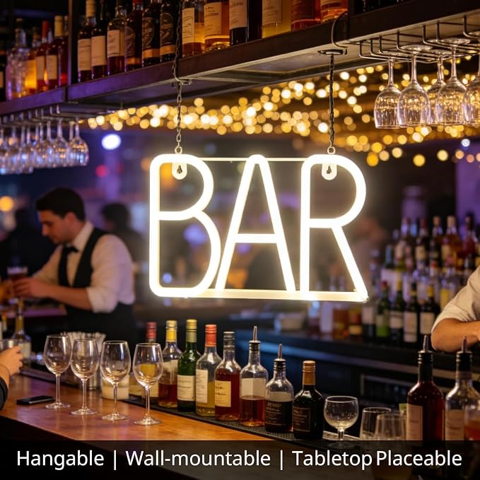 Neon BAR sign, Hangable Illuminated Marquee Letter Lights, USB/Battery Powered - Image 4