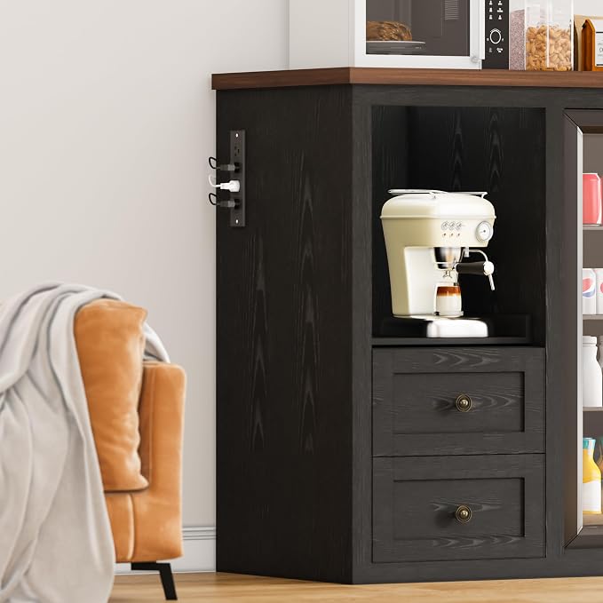 47.2" Coffee Bar Cabinet with Mini Fridge Space, Farmhouse Wine Bar Cabinet - Image 7