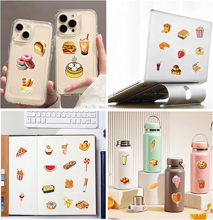 50 Pcs Fun Fast Food Stickers, 1.96-3.15inch Cartoon Food Decorative Stickers - Image 3