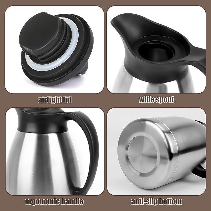 ShineMe 102Oz Coffee Carafes for Keeping Hot, Double Walled Vacuum Stainless - Image 5