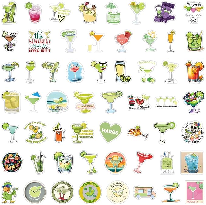 55PCS Margarita Cocktail Stickers, Waterproof Vinyl Stickers - Image 3