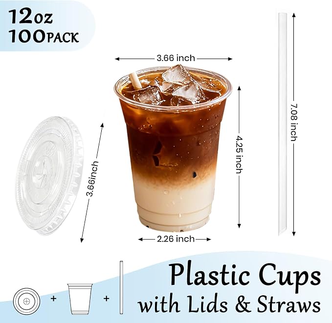 100 Pack 12 oz Clear Plastic Cups - Image 2