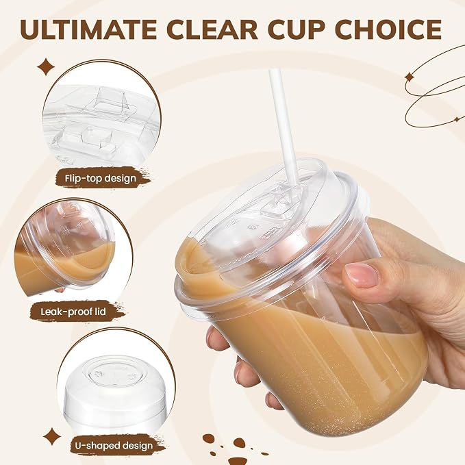 Ziliny 100 Pcs 12oz Clear Plastic Cups - Image 4