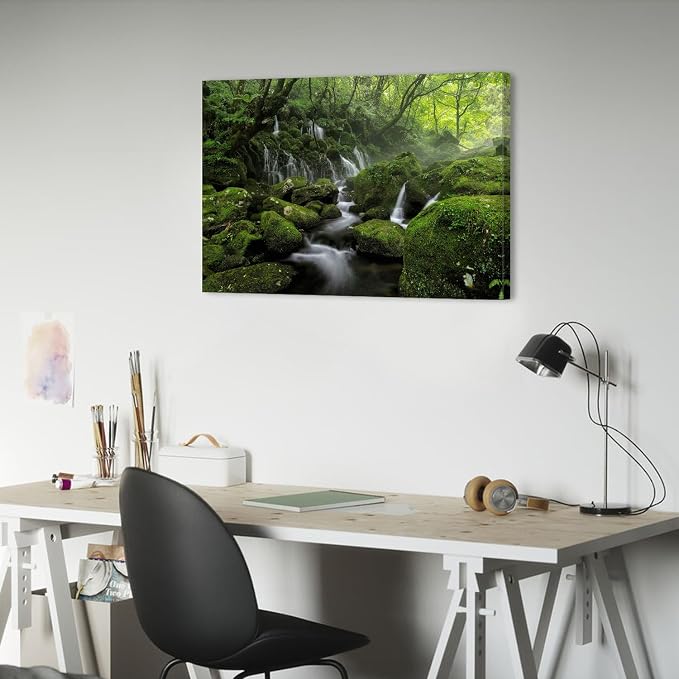 Green Forest Wall Art Nature Foggy Mountain Canvas Picture - Image 2