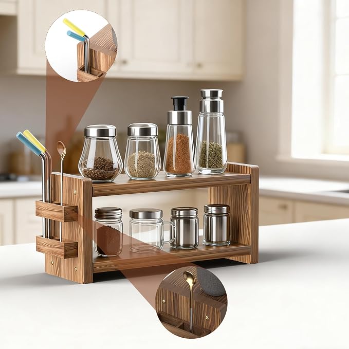 Solid Wood Coffee and Matcha Station Organizer - Image 5