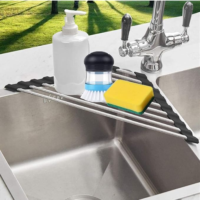 Triangle Dish Drying Rack for Sink Corner Roll Up Dish Drying Rack Folding - Image 2