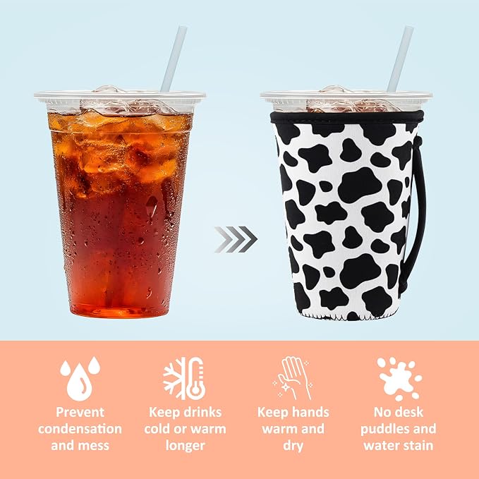 KJQJLY 3 Pack Reusable Iced Coffee Sleeves - Image 3
