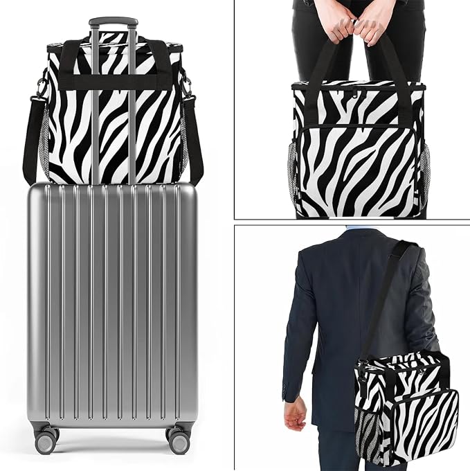 Black And White Zebra Coffee Maker Carring Bag, Large Insulated Storage - Image 7