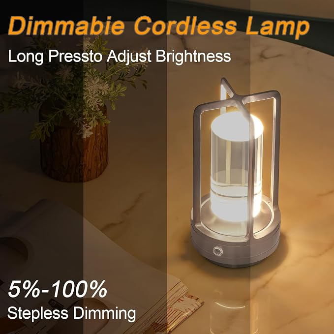 Rechargeable Table Lamp Cordless, 3 Color | Crystal | Stepless Dimming - Image 6