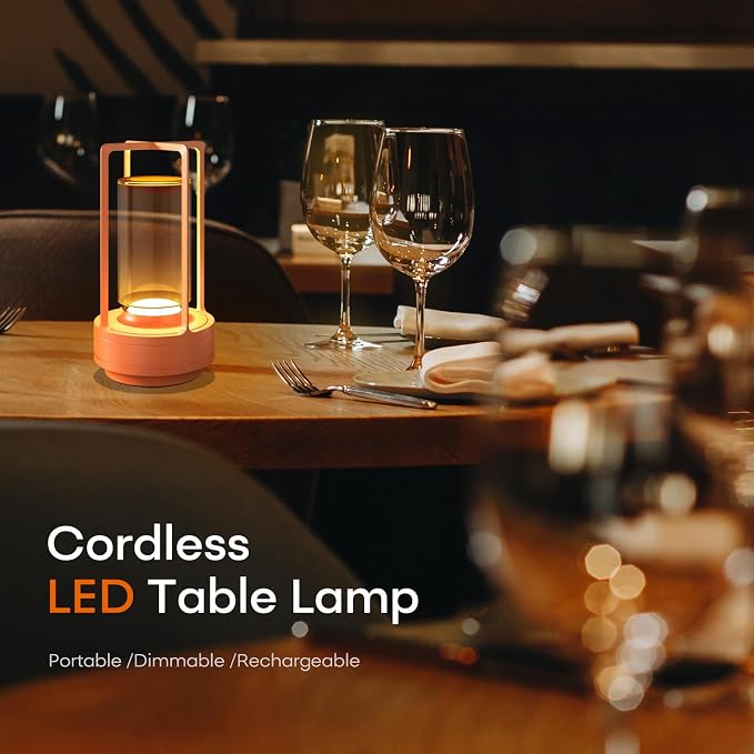 Portable Metal Table Lamp for Indoor/Outdoor, Rechargeable Cordless LED Lamp - Image 3