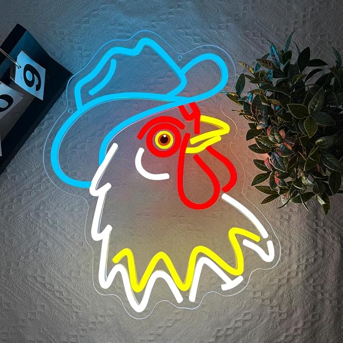 Cowboy Neon Sign, Rooster Dimmable LED Light Signs - Image 2