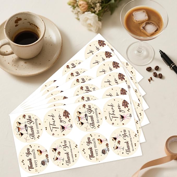 Serencatcher 80pcs Espresso Martini Thank You Stickers, Espresso Martini Theme - Image 3
