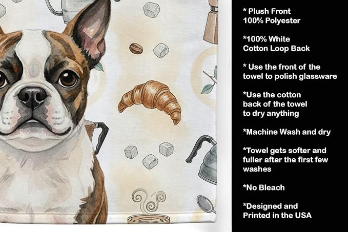 Caroline's Treasures Brindle Boston Terrier Coffee Bar Kitchen Towel Velour - Image 4