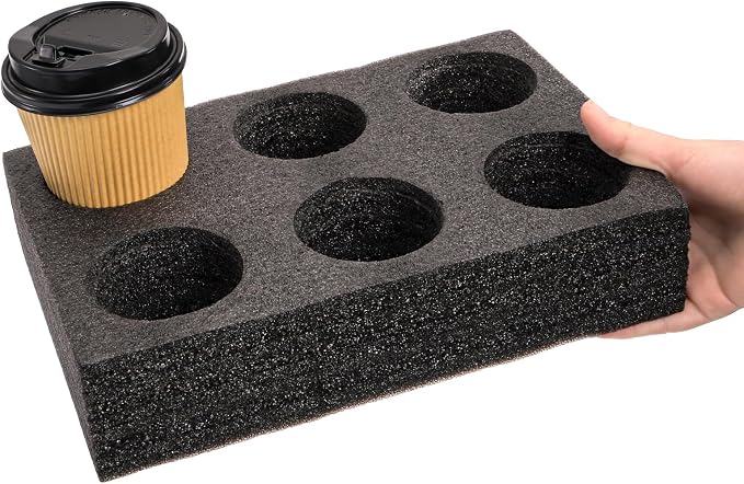 ZOOFOX 2 Pack Drink Carrier for Delivery, 6 Cup Reusable Foam Coffee Tray for - Image 4