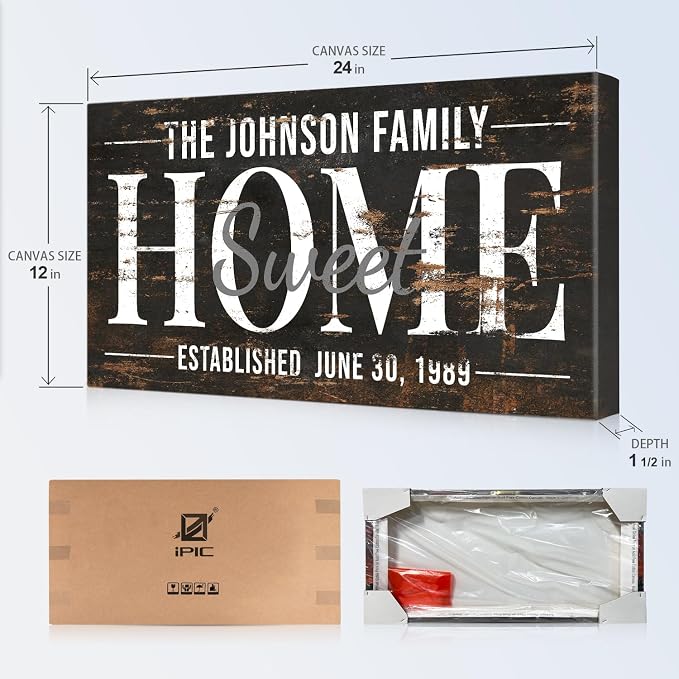 IPIC - Personalized Family Wall Art on Canvas, Custom Farmhouse Family Sign - Image 7