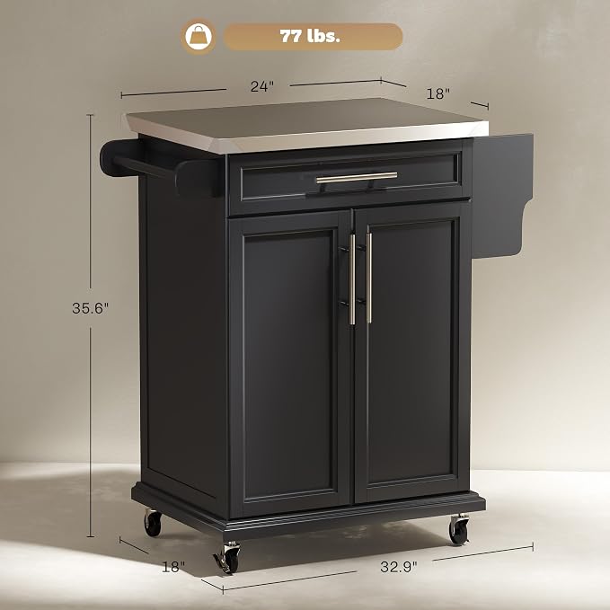 HOMCOM Kitchen Island on Wheels, Rolling Kitchen Cart - Image 7