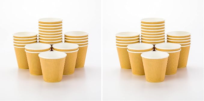 Restaurantware 8 Ounce Paper Coffee Cups, 25 Ripple Disposable Paper Cups by Restaurantware