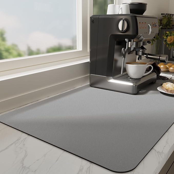 Ecotrim Absorbent Coffee Mat, Stain Hiding PU Leather Surface, Non-Slip Natural by Unknown