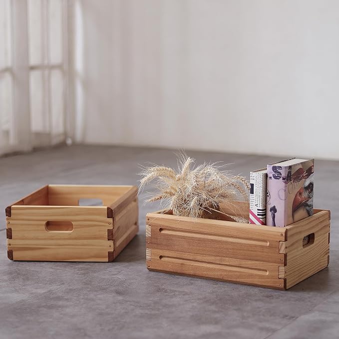 1 Pack Wooden Storage Bin of 16"x12"x6.25".Durable Open Solid Wood Box - Image 5