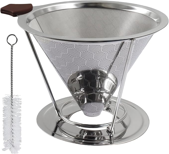 Bonsicoky Pour Over Coffee Dripper, Stainless Steel Coffee Filter, Metal Cone by Bonsicoky