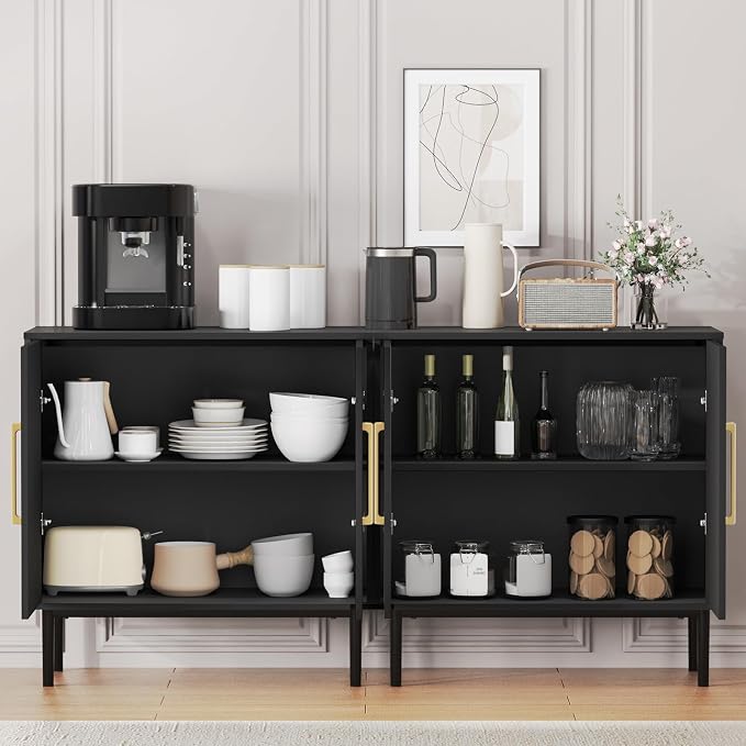 Set of 2 Black Storage Cabinet - Image 6