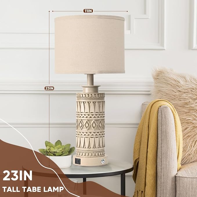 23IN Table Lamps for Living Room Set of 2 End Table Lamps Touch Control Table - Image 2
