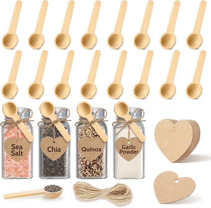 MORGLES 20Pcs Small Wooden Spoons Set, 3 Inches Mini Wood Tasting Spoon by Morgles