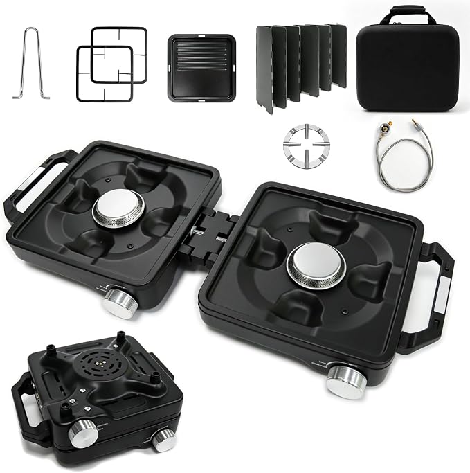 2 Burner Camp Stove 24000 BTU, Portable Propane Camping Stove by COGRICHBF