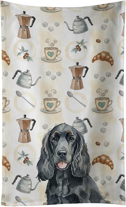 Caroline's Treasures Black Cocker Spaniel Coffee Bar Kitchen Towel Velour Plush by CarolinesTreasures