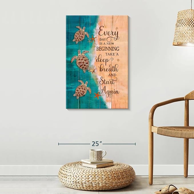 Turtle Wall Art Teal Picture Wall Decor Farmhouse Bathroom Wall Art Everyday is - Image 3