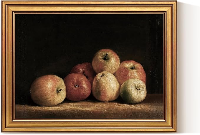 ARPEOTCY Gold Framed Canvas Art Prints, Retro Apple Fruit Art Painting by ARPEOTCY
