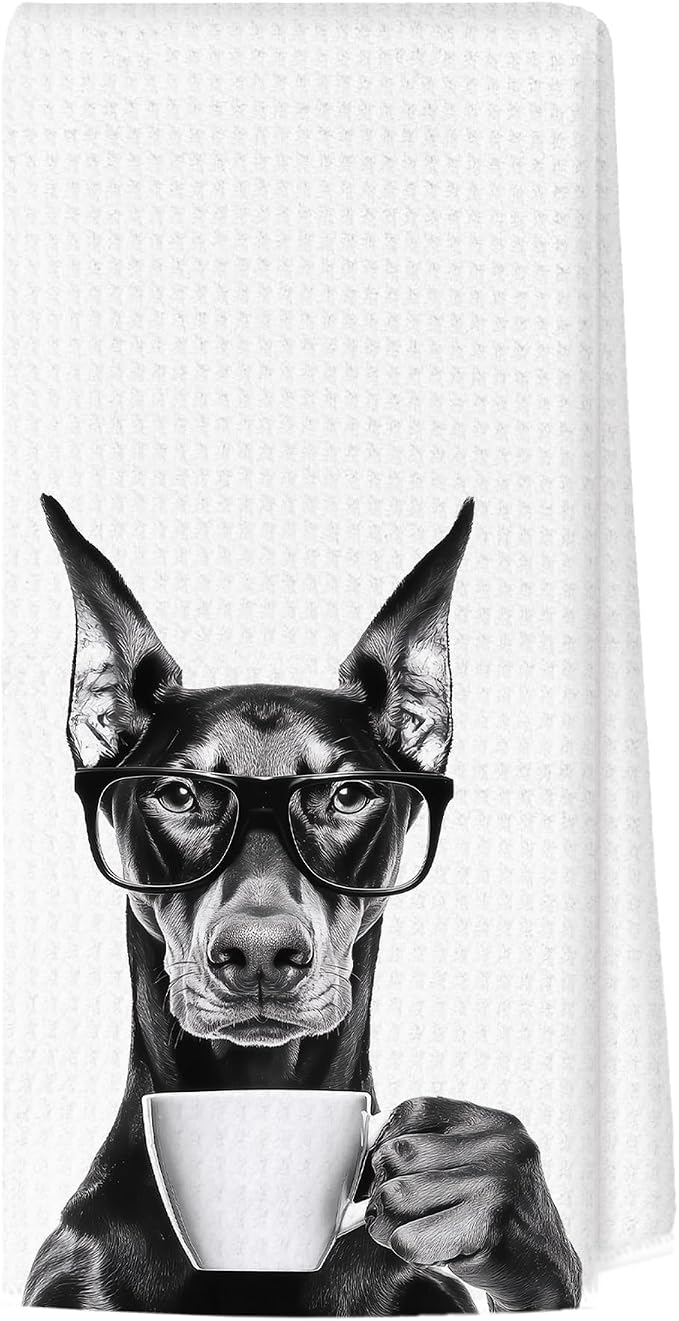Funny Doberman Kitchen Towels, Dog Kitchen Accessories, Dog Chef Gifts by Unknown