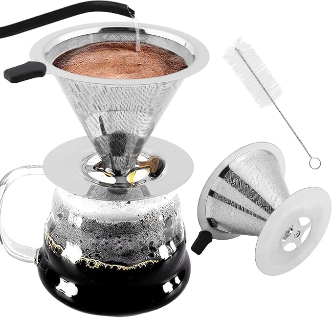Pour Over Coffee Dripper, Double Mesh Coffee Filte-r Paperless Coffe-e Strainer by Unknown
