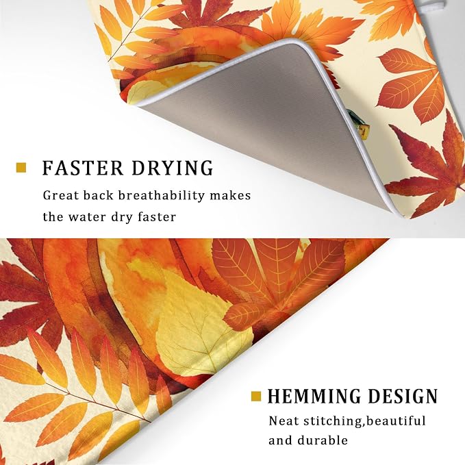 Autumn Pumpkin Maple Leaf Dish Drying Mat - Image 3