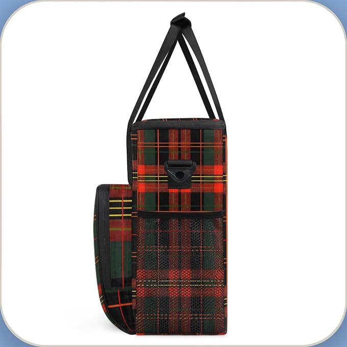 Christmas Plaid Red And Green Coffee Maker Carring Bag, Large Insulated Storage - Image 4