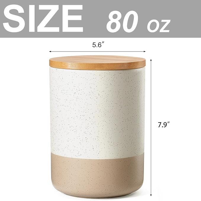 Yangbaga Canister Sets for Kitchen Counter, 80 OZ Large Ceramic Food Storage - Image 2