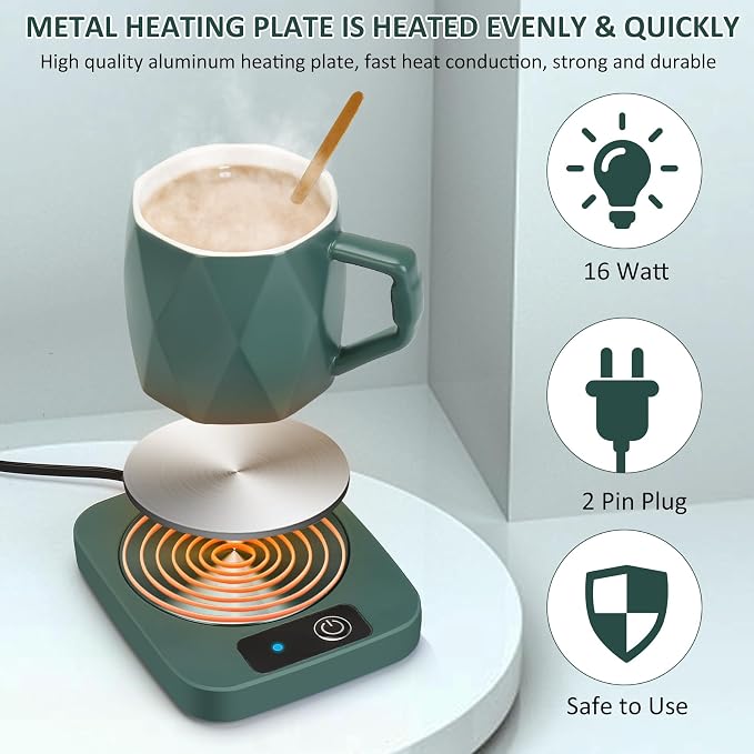 Electric Coffee Warmer with Ceramic Mug, 131 Fahrenheit Temperature Control - Image 3