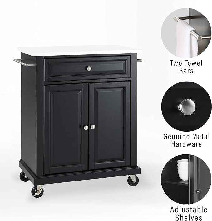 Crosley Furniture Compact Stone Top Small Rolling Cart - Image 2